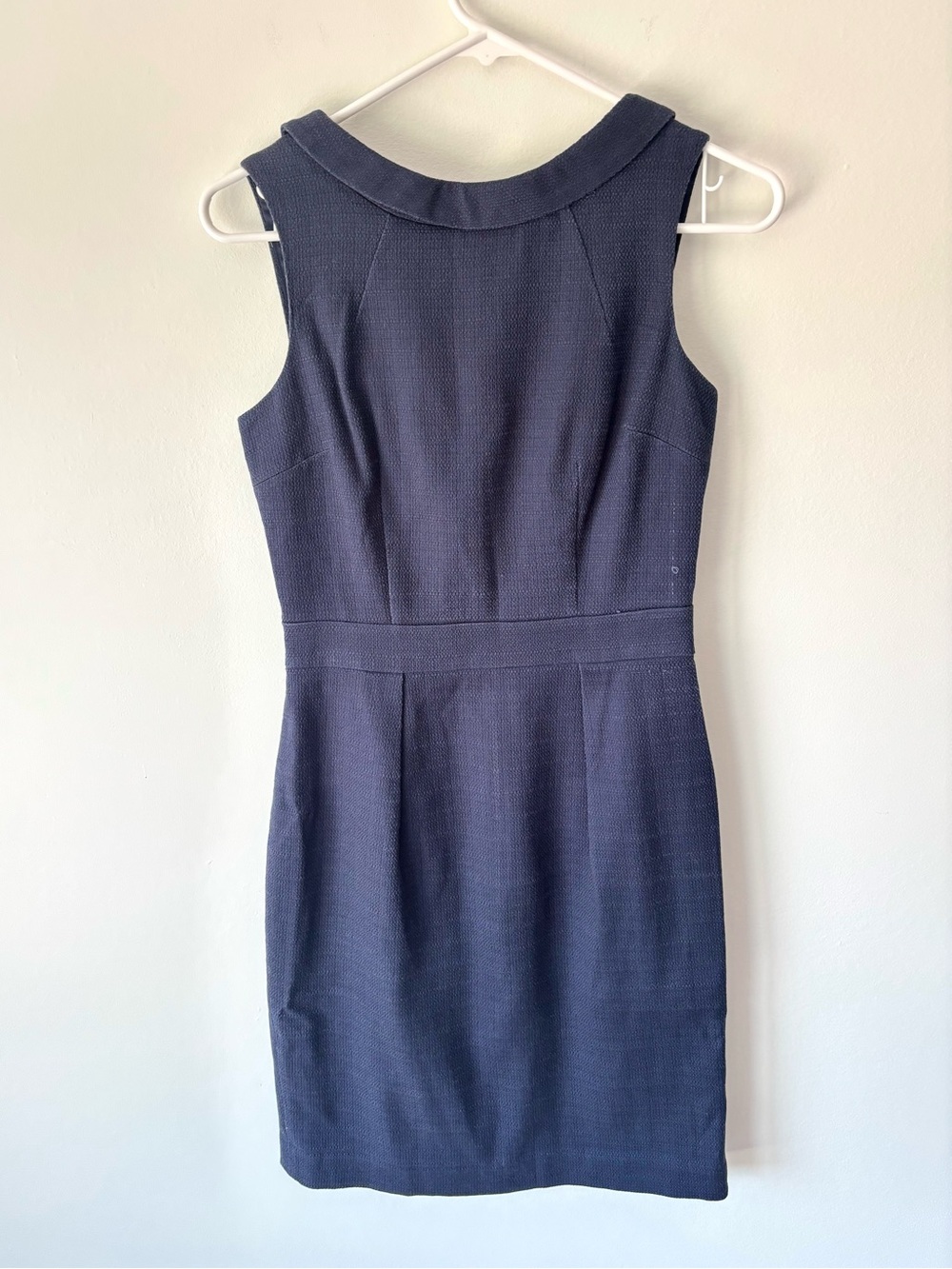 Boden Navy Blue Martha Dress Sheath Knee Length Peter Pan Collar Sleeveless